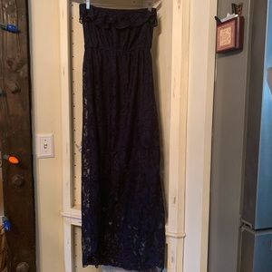 Trixxi Strapless Blue Lace Dress, size Large